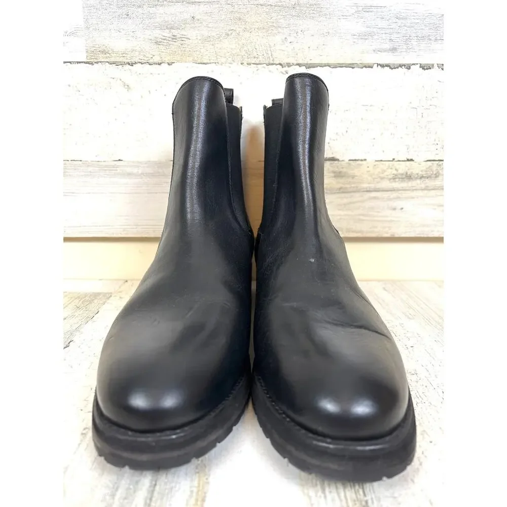 Frye Womens 12 Melissa Black Leather Slip On Lug Low Heel Chelsea Ankle Boots - Picture 3 of 9